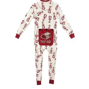 Lazy One Trap Door Adult Lobster One Piece Flapjack Pajamas Nautical Size Small